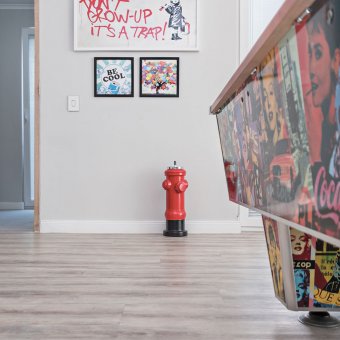 grey vinyl floor with pool table