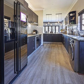 blue quartz in a kitchen