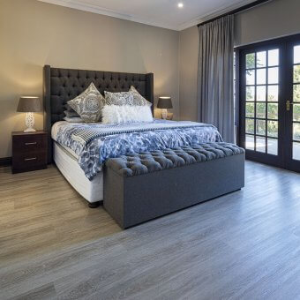 blue quartz vinyl flooring in a bedroom